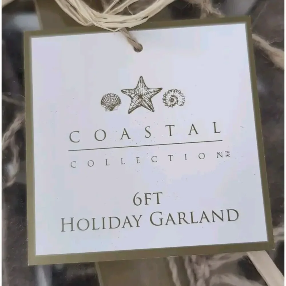 Christmas Starfish 6 foot Garland Holiday Coastal Collection Cottagecore NEW NWT